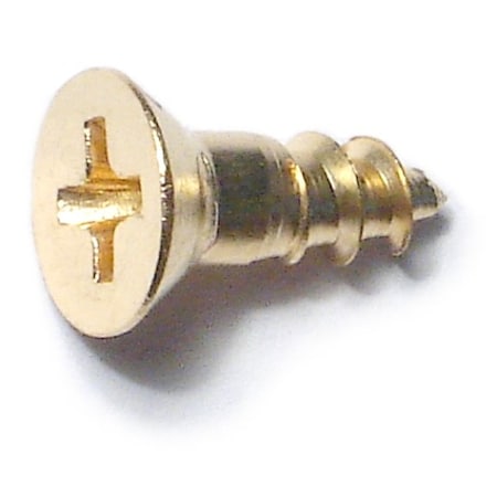Midwest Fastener Wood Screw, #8, 1/2 in, Plain Brass Flat Head Phillips Drive, 100 PK 50955